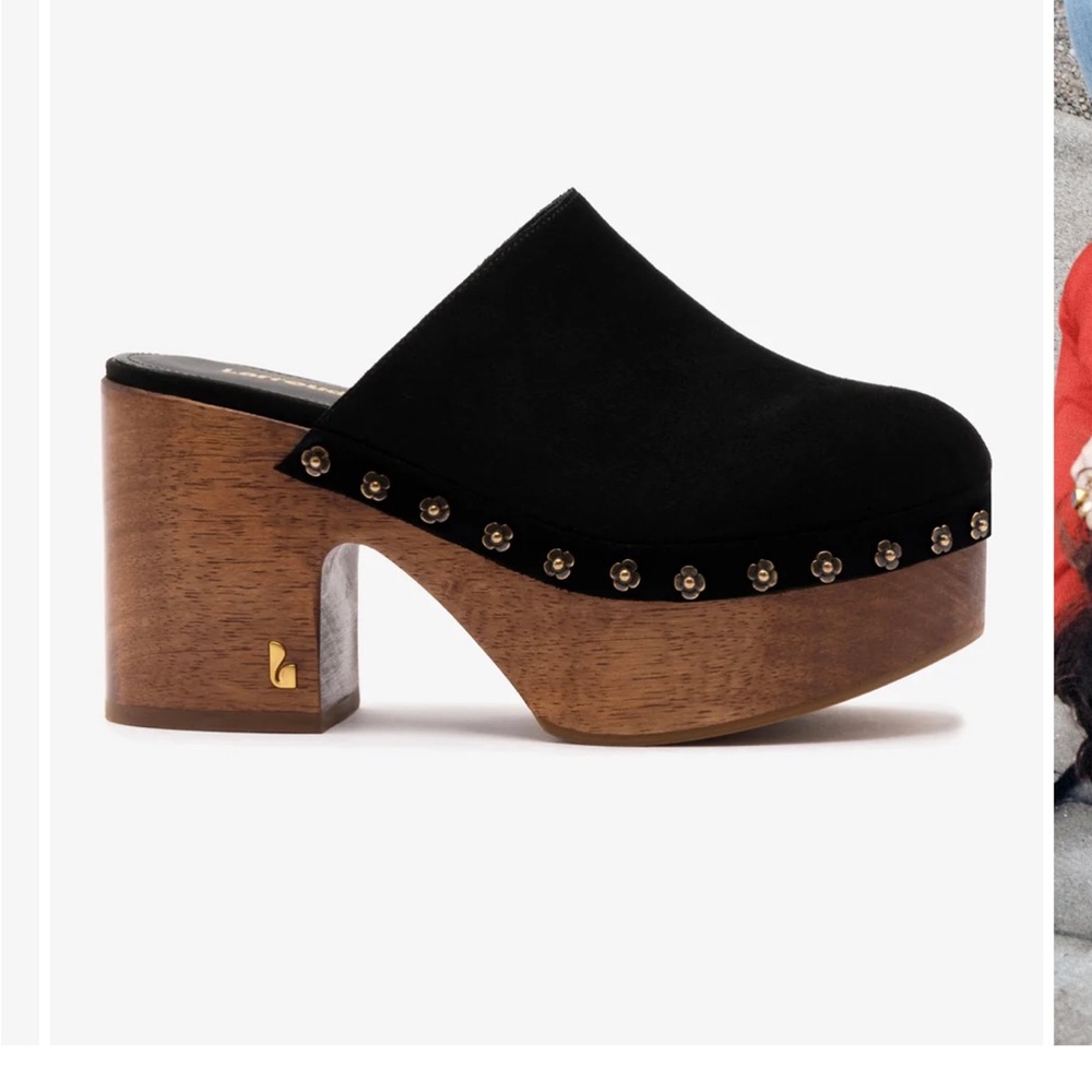 Black Suede Studded Platform Clog